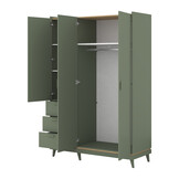 Kledingkast Skagen - Groen - 3-Deurs met Lades