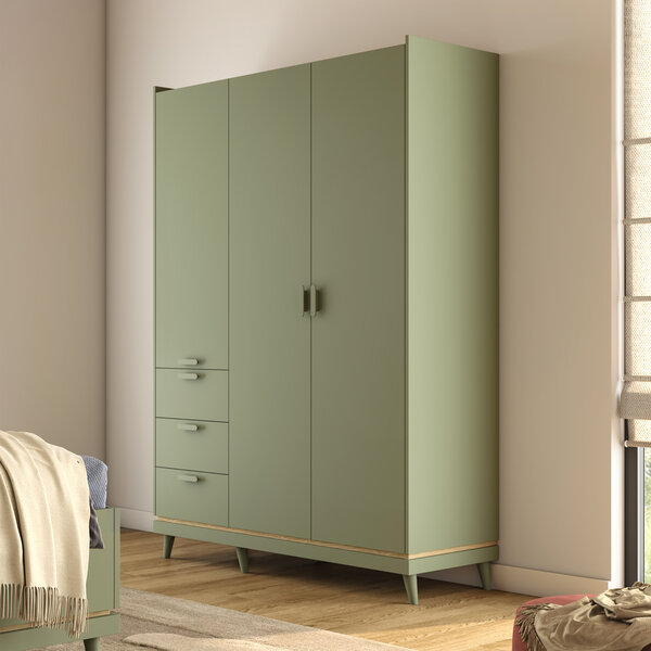 Home365 Kledingkast Skagen - Groen - 3-Deurs met Lades