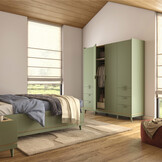 Kledingkast Skagen - Groen - 4-Deurs met Lades