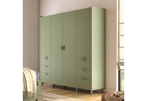 Kledingkast Skagen - Groen - 4-Deurs met Lades