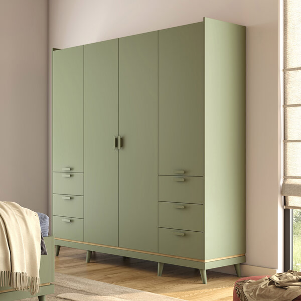 Home365 Kledingkast Skagen - Groen - 4-Deurs met Lades