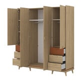 Kledingkast Skagen - Eiken - 4-Deurs met Lades