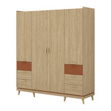 Kledingkast Skagen - Eiken - 4-Deurs met Lades