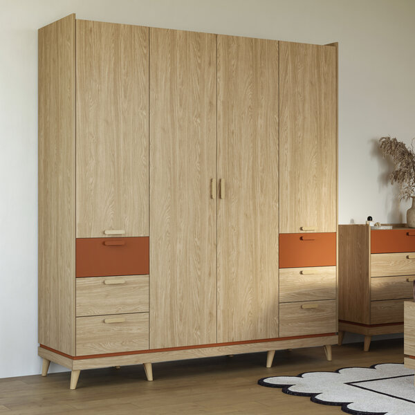 Home365 Kledingkast Skagen - Eiken - 4-Deurs met Lades
