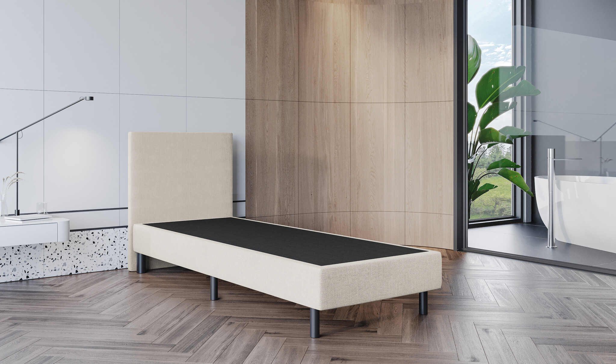 OP=OP Vaste Boxspring Box Zonder Matras 80 x 200 Beige