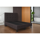 OP=OP Boxspring Bombeer Zonder Matras 180 x 200 Suede Taupe - Verhoogde boxen  - incl 2x Hocker