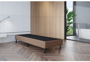 OP=OP Vaste Boxspring Box Zonder Matras 90 x 200 Donkerbeige / Verhoogde box 30 cm