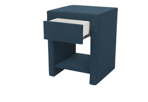 ACTIEDEAL Hocker met 1 lade Kunstleer Grijs/Blauw