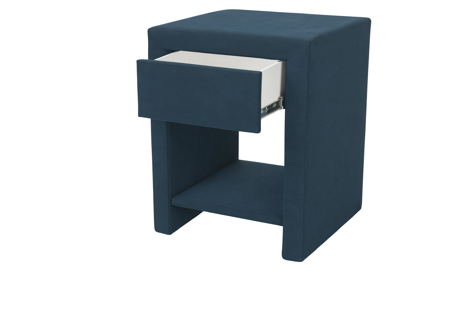 ACTIEDEAL Hocker met 1 lade Kunstleer Grijs/Blauw