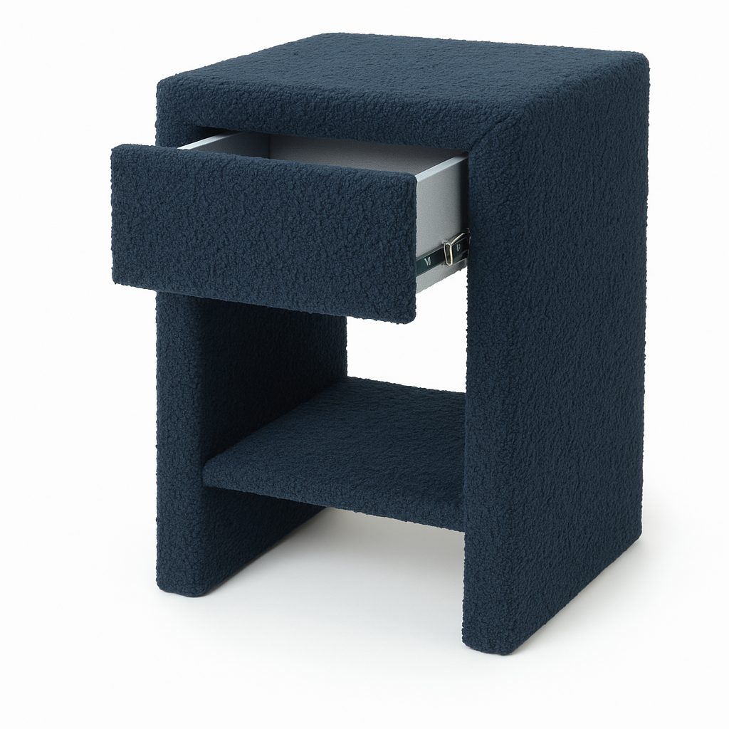 ACTIEDEAL Hocker met 1 lade Teddy Donkerblauw