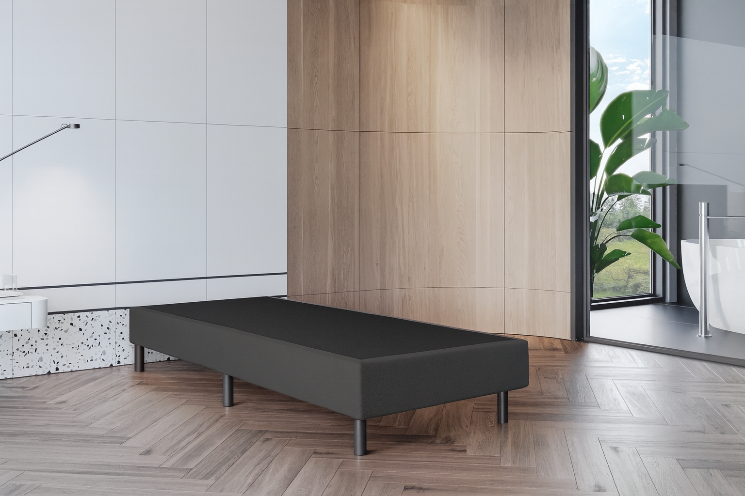 2dekans Vaste Boxspring Box Zonder Matras 90 x 200 Antraciet - Stofschade + Niet in originele verpakking