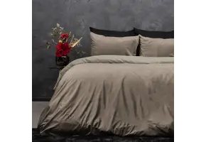 Velvet Uni Dekbedovertrek Taupe/Grijs