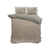 Velvet Uni Dekbedovertrek Taupe/Grijs