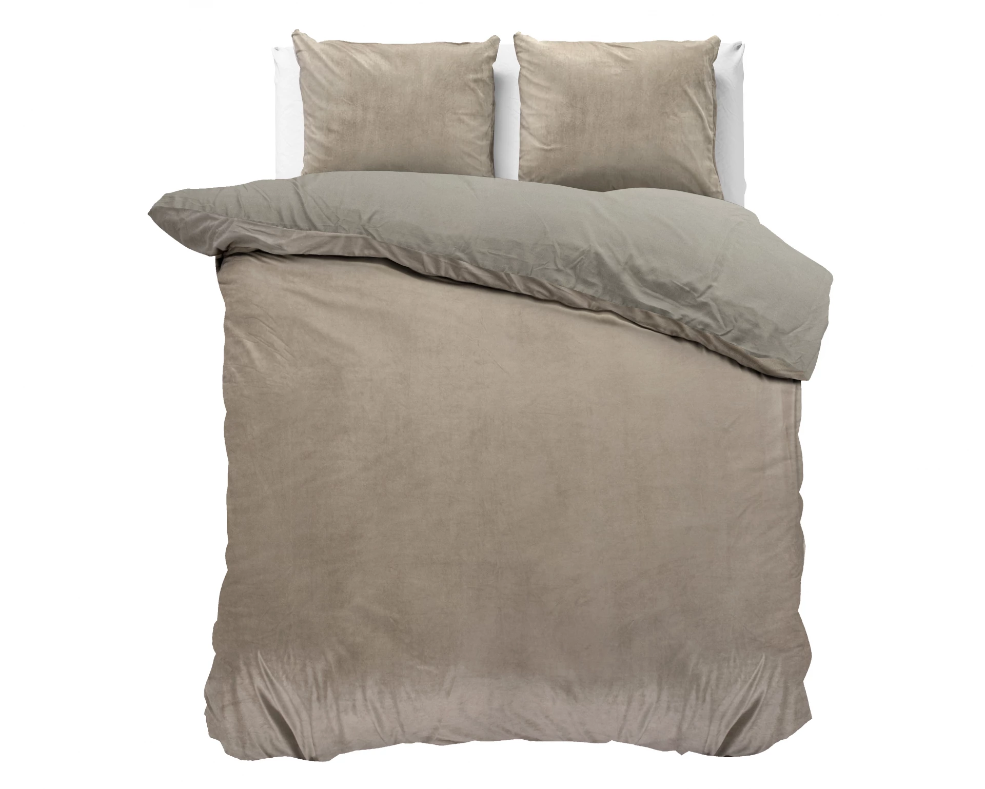 Velvet Uni Dekbedovertrek Taupe/Grijs