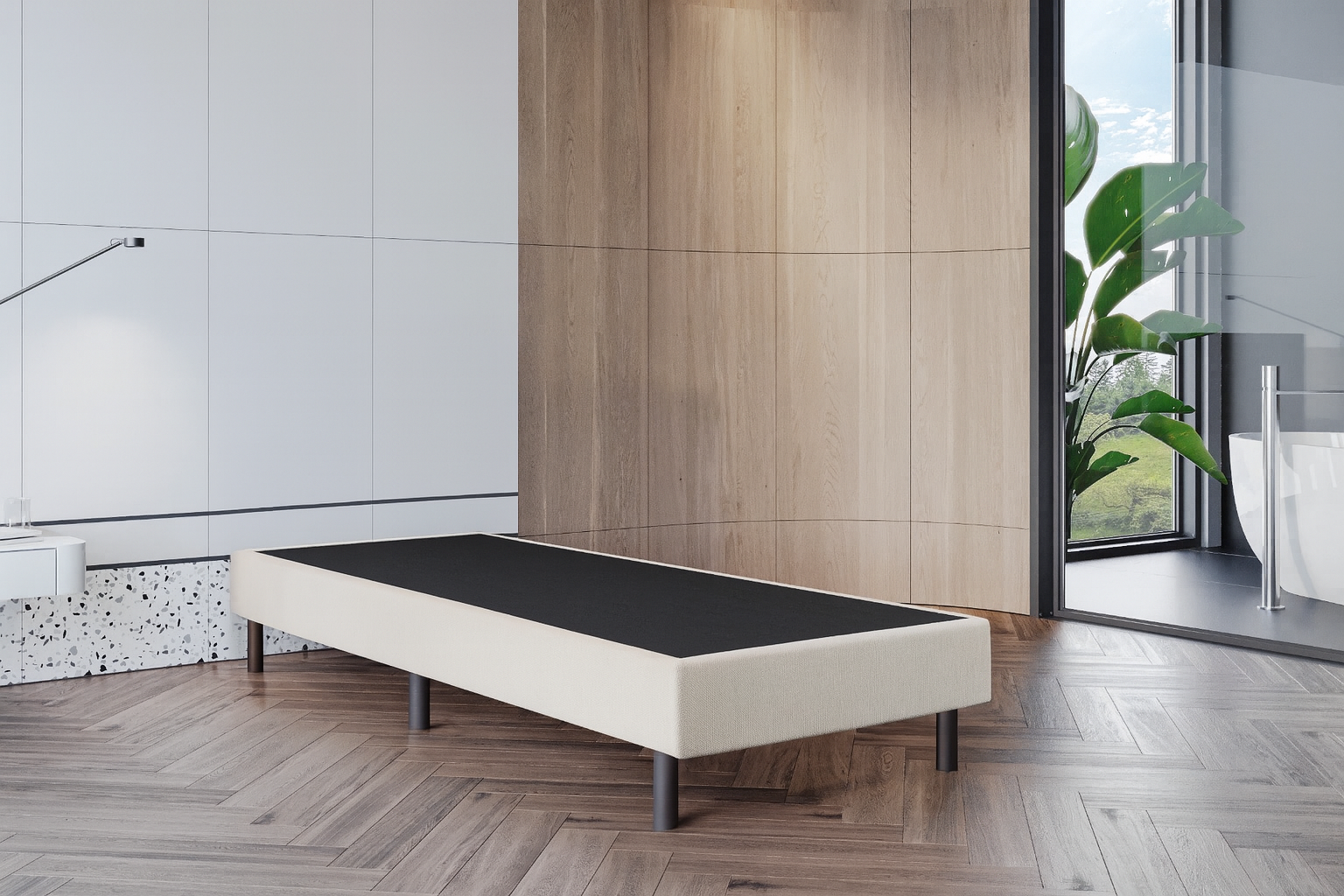 OP=OP Vaste Boxspring Box Zonder Matras 100 x 200 Beige