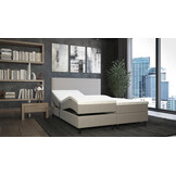 OP=OP Elektrische boxspring  - 160 x 200 - Beige - incl. 2x Medium 300 m2 Pocketvering Matrassen