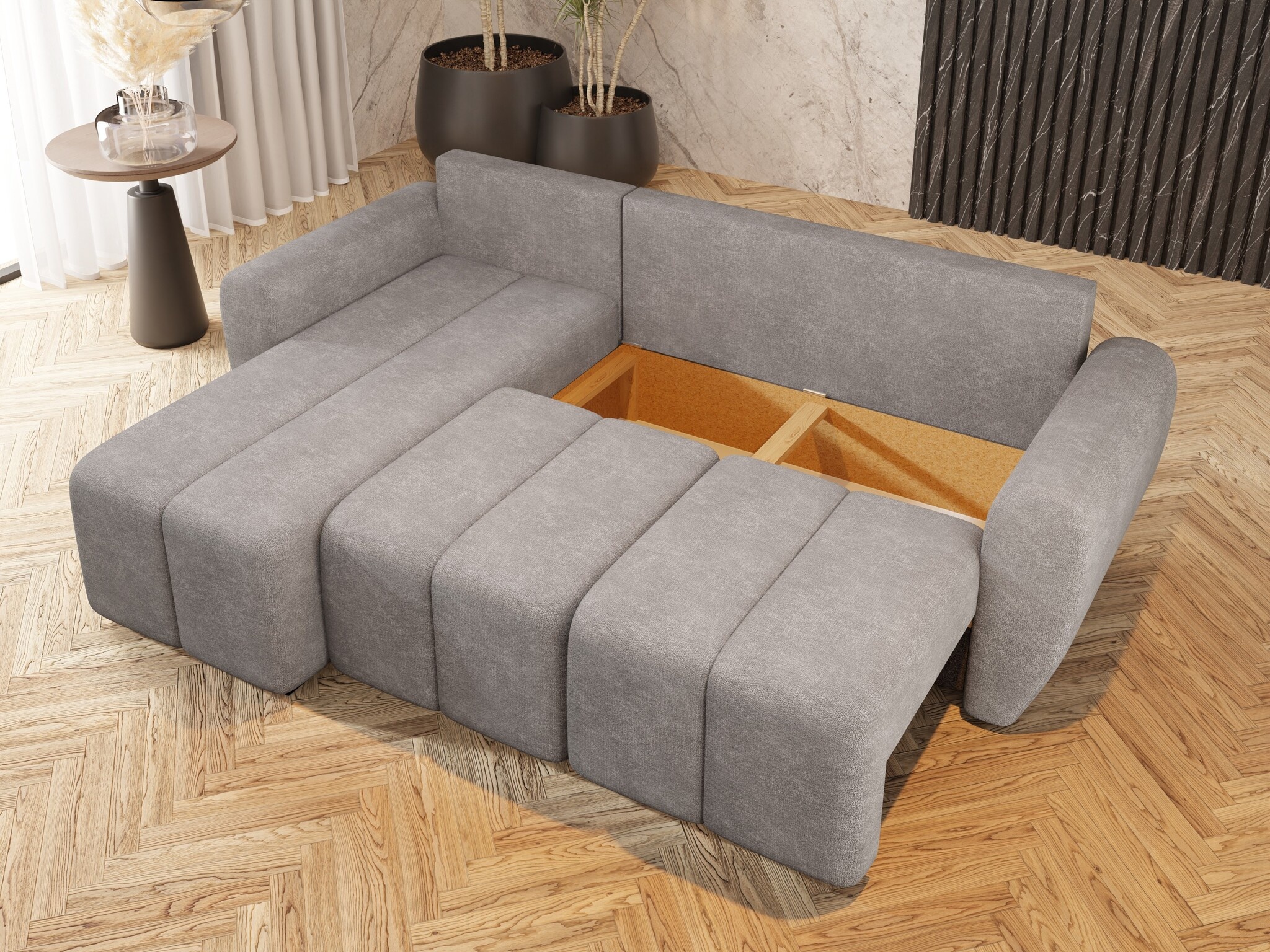 2dekans Slaapbank met opbergruimte Max | Zwart - L-Hoekbank - Links (Niet in originele verpakking)