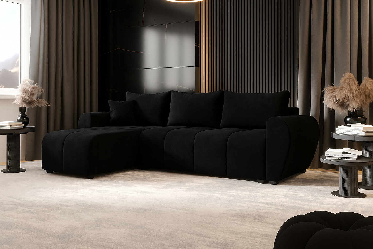 2dekans Slaapbank met opbergruimte Max | Zwart - L-Hoekbank - Links (Niet in originele verpakking)