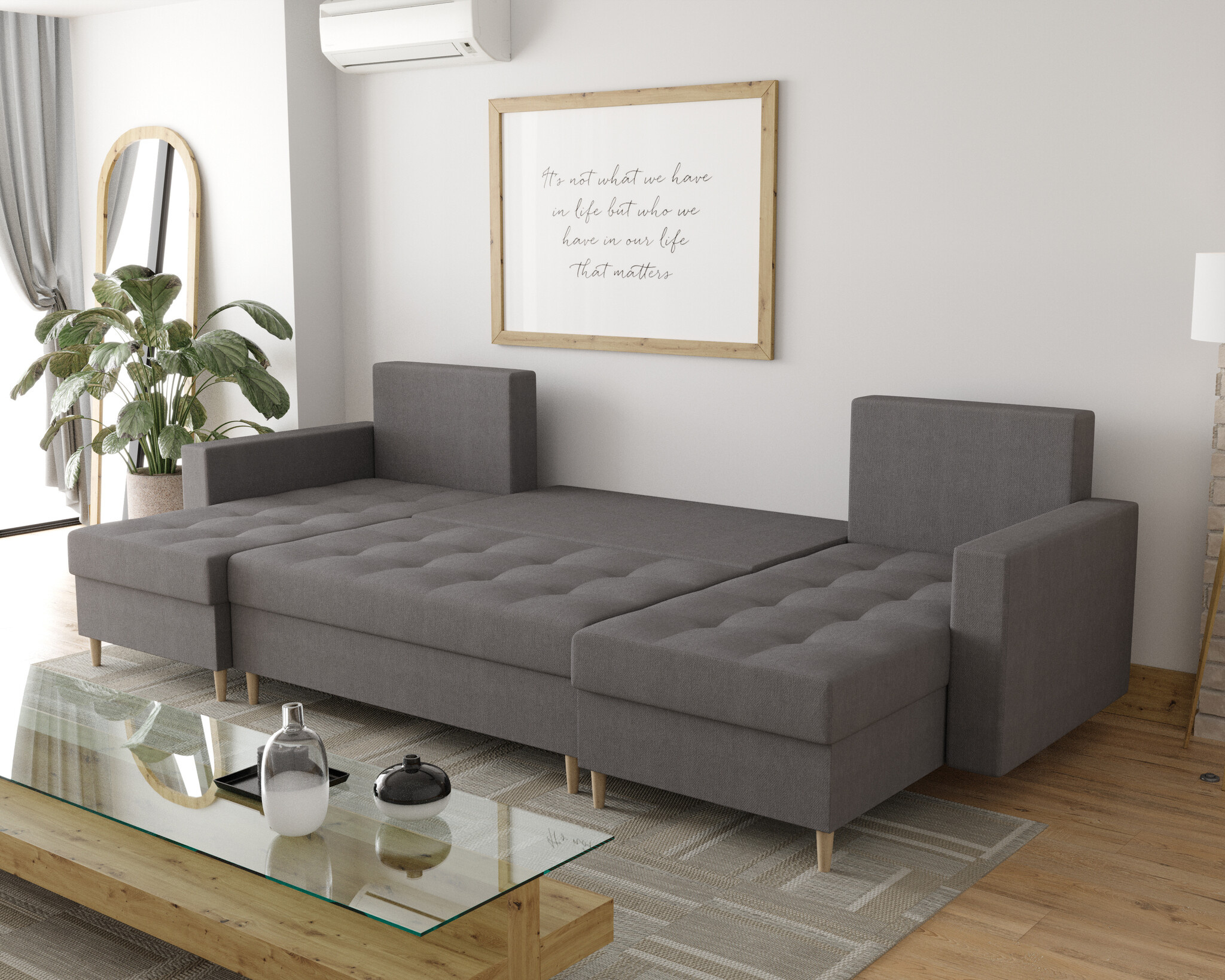 2dekans Slaapbank met opbergruimte Mick | U-bank - Antraciet  (Niet in originele verpakking)