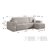 2dekans Hoekbank Karlo Ribstof Blauw - Universeel - Slaapbank met opbergruimte [Niet in originele verpakking]