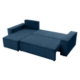 2dekans Hoekbank Karlo Ribstof Blauw - Universeel - Slaapbank met opbergruimte [Niet in originele verpakking]