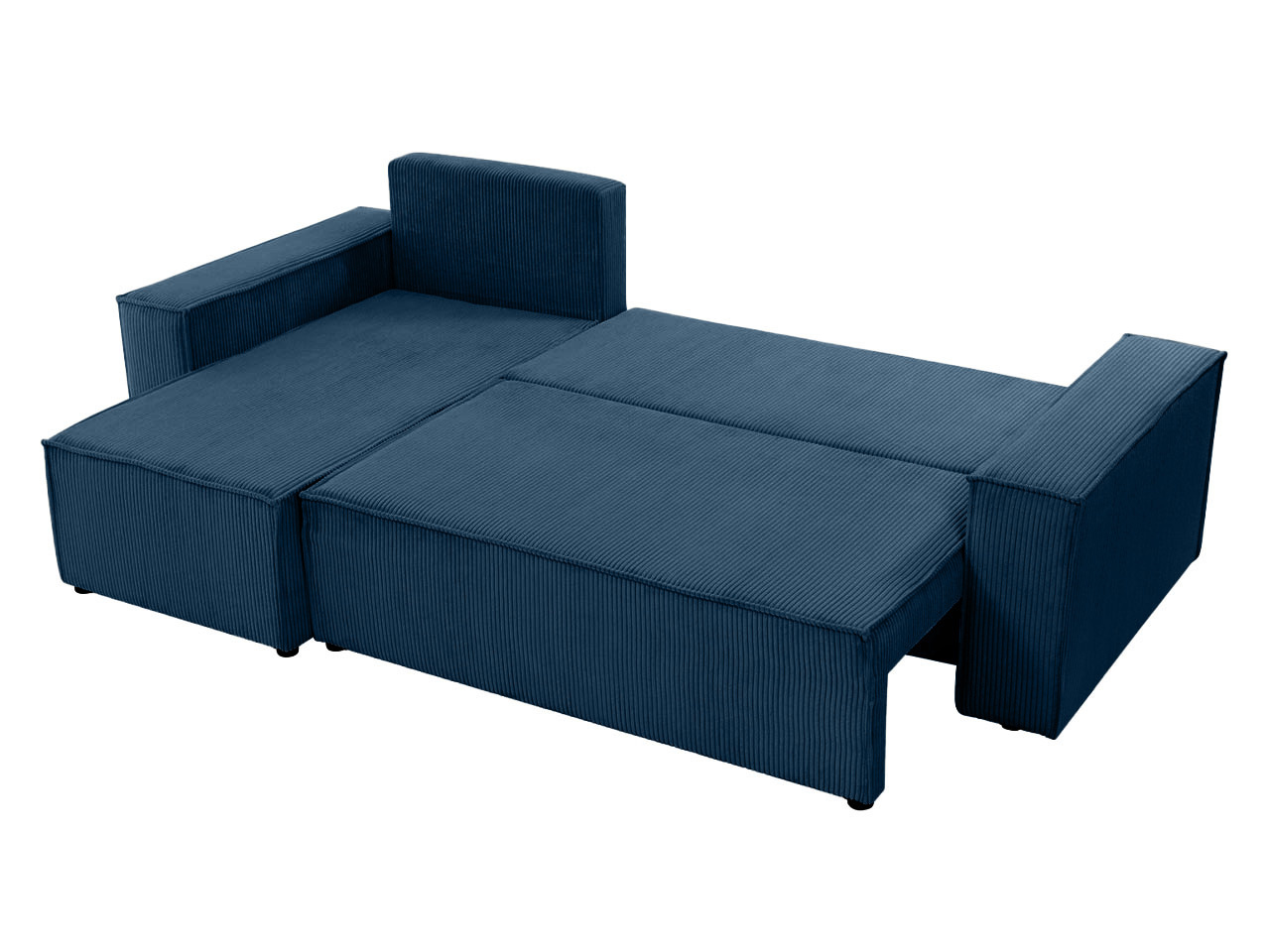 2dekans Hoekbank Karlo Ribstof Blauw - Universeel - Slaapbank met opbergruimte [Niet in originele verpakking]