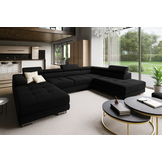 OP=OP Slaapbank met Opbergruimte Sem U-bank XL - Zwart - Rechts