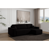 2dekans Hoekbank Karlo Ribstof Zwart- Universeel - Slaapbank met opbergruimte [Niet in originele verpakking]