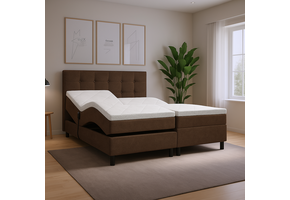 OP=OP Elektrische boxspring Dubai - 180 x 210 Suedelook Taupe - Incl. 1000 m2 pocketvering