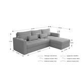 2dekans Hoekbank Kos Zwart - Universeel - Slaapbank met opbergruimte [Stofschade + Niet in originele verpakking]