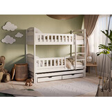 OP=OP Stapelbed met Lade Bas - 3-persoons - 90 x 200 - Wit