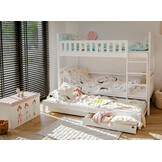 OP=OP Stapelbed met Lade Bas - 3-persoons - 90 x 200 - Wit