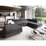 OP=OP Slaapbank met opbergruimte Sem | U-bank XL - Links - Skaileer Lichtgrijs