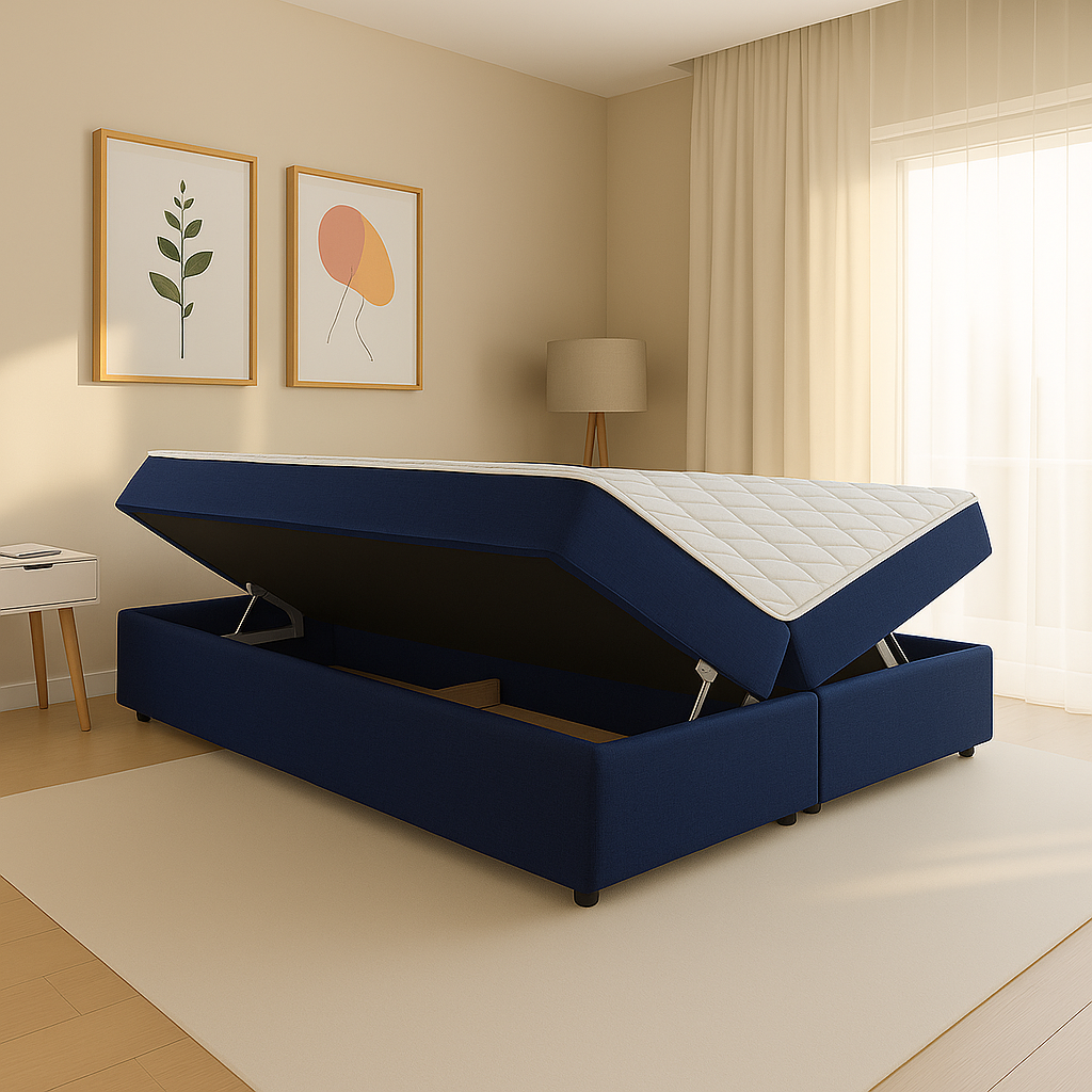 OP=OP Opberg boxen 180 x 200 Donkerblauw - Zonder hoofdbord