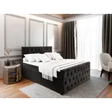 OP=OP Opberg Boxspring Fluweel Fondi 140 x 200 Zwart  incl. voetbord