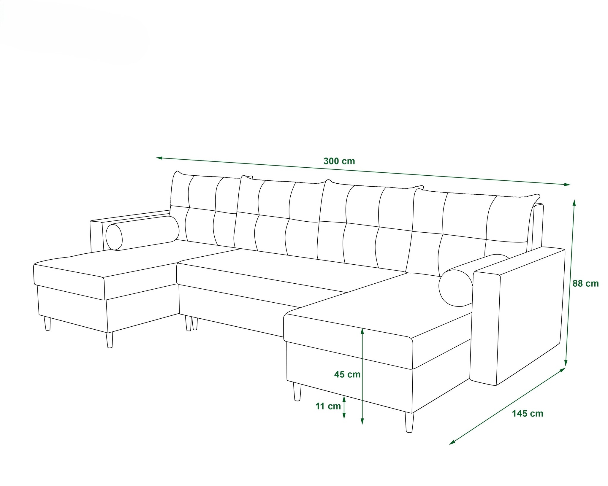 OP=OP Slaapbank met opbergruimte Mick | U-bank - Bruin