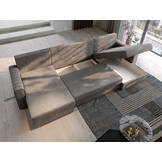 OP=OP Slaapbank met opbergruimte Noa - U-Bank - Skaileer Zand