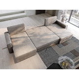 OP=OP Slaapbank met opbergruimte Noa - U-Bank - Skaileer Zand