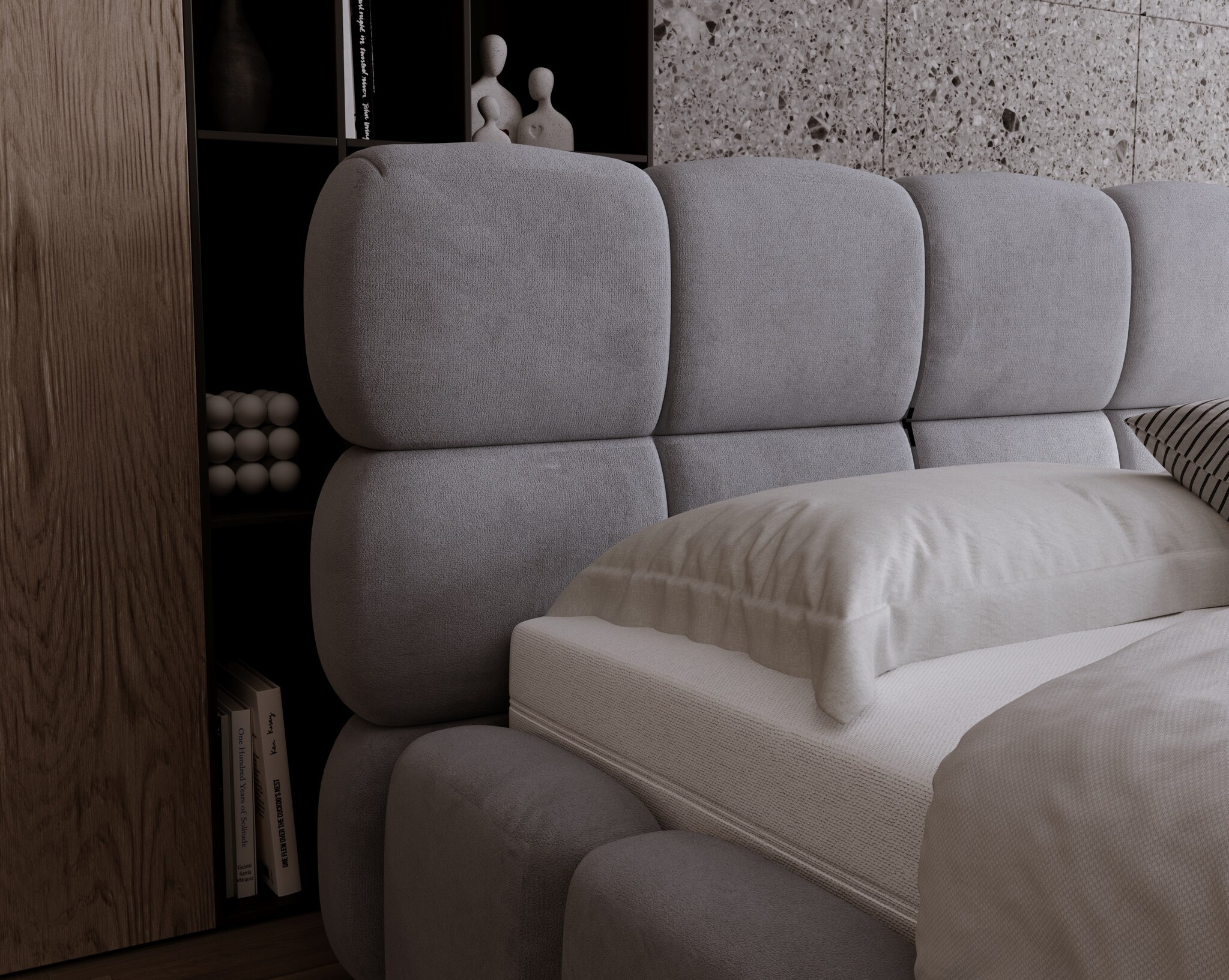 OP=OP Opberg Bed Como 180 x 200 Suedelook Antraciet