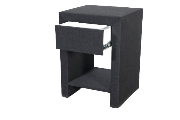 OP=OP Elektrische Boxspring Andy - Antislip - 180 x 200 Kunstleer Grijs - HB 260x100x10 - Incl. voetbord met TV-lift Andy + 2x Hocker met 1 lade