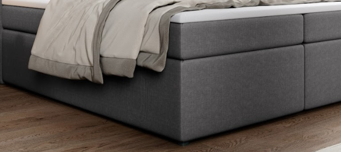 OP=OP Opberg Boxspring 180 x 210 Grijs - Antislip - incl. 500 m2 Pocketveringmatrassen + Verhoogde boxen