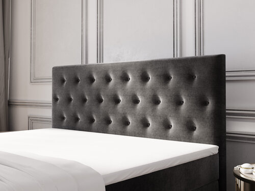 OP=OP Elektrische Boxspring Andy - Antislip - 180 x 200 Kunstleer Grijs - HB 260x100x10 - Incl. voetbord met TV-lift Andy + 2x Hocker met 1 lade