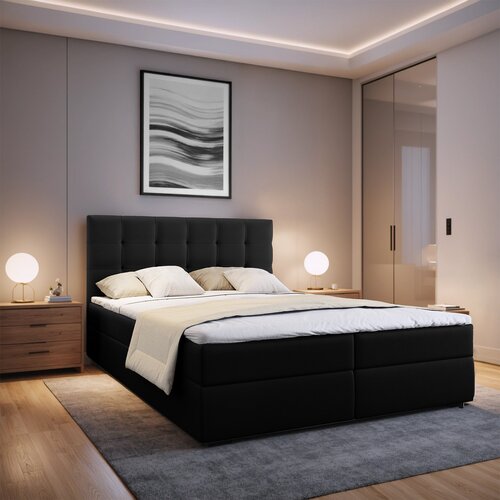 2dekans Opberg Boxspring Bloss 140 x 200 Zwart [Nietje steekt uit aan buitenkant box + Niet in originele verpakking]