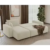 2dekans Slaapbank Pim L - Teddy stof Beige - Hoekbank 3-zits met opbergruimte - Universeel (Niet in originele verpakking, kans op schade)