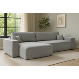 OP=OP Hoekbank Karlo XL  -Ribstof Grijs - Slaapbank met opbergruimte -Universeel