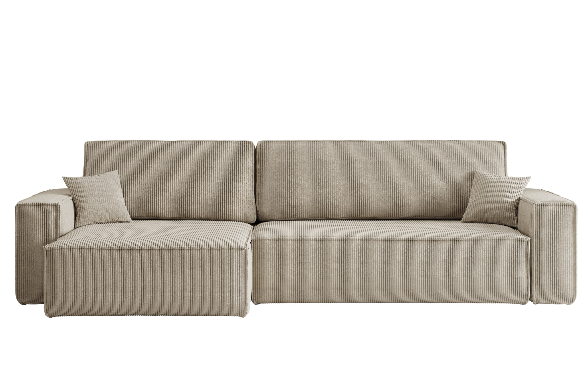 OP=OP Hoekbank Karlo XL  -Ribstof Grijs - Slaapbank met opbergruimte -Universeel