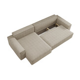 OP=OP Hoekbank Karlo XL  -Ribstof Grijs - Slaapbank met opbergruimte -Universeel