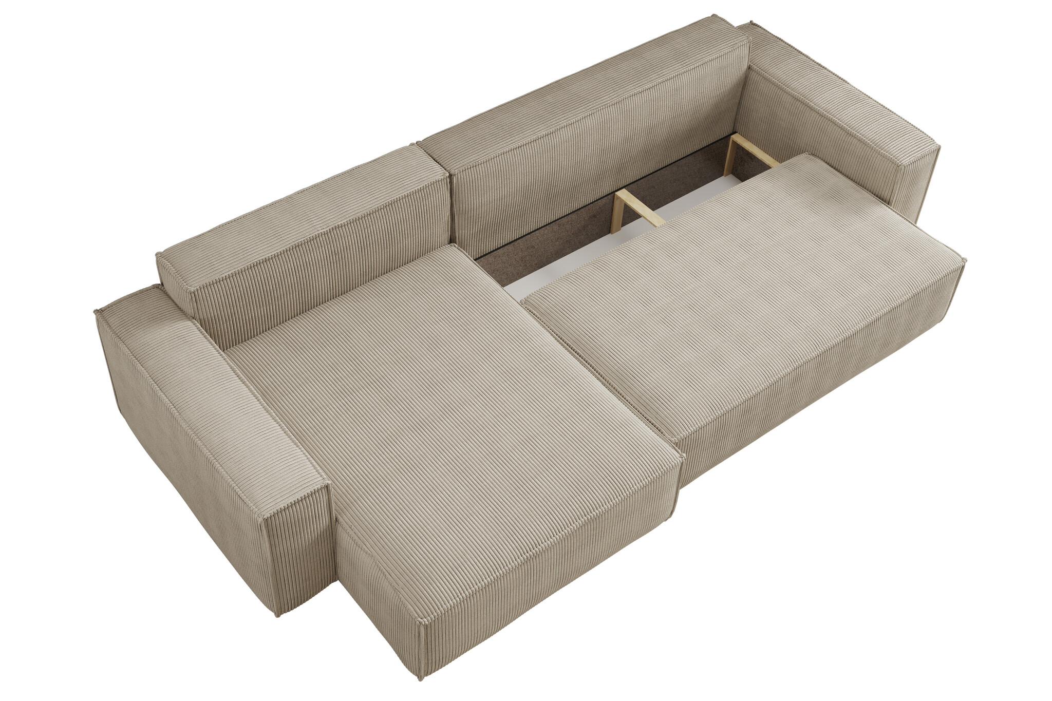 OP=OP Hoekbank Karlo XL  -Ribstof Grijs - Slaapbank met opbergruimte -Universeel