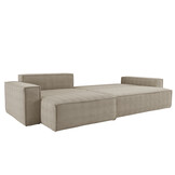 OP=OP Hoekbank Karlo XL  -Ribstof Grijs - Slaapbank met opbergruimte -Universeel