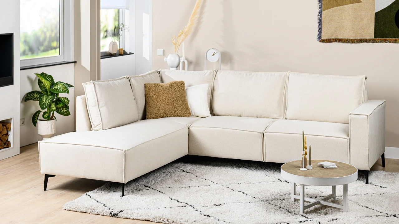 Profiteer nu van de Black Friday deal op Hoekbank Esmee met Gratis luxe stoffen en kleuren naar keuze !